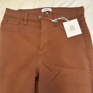 Pistola cropped tan coated denim
